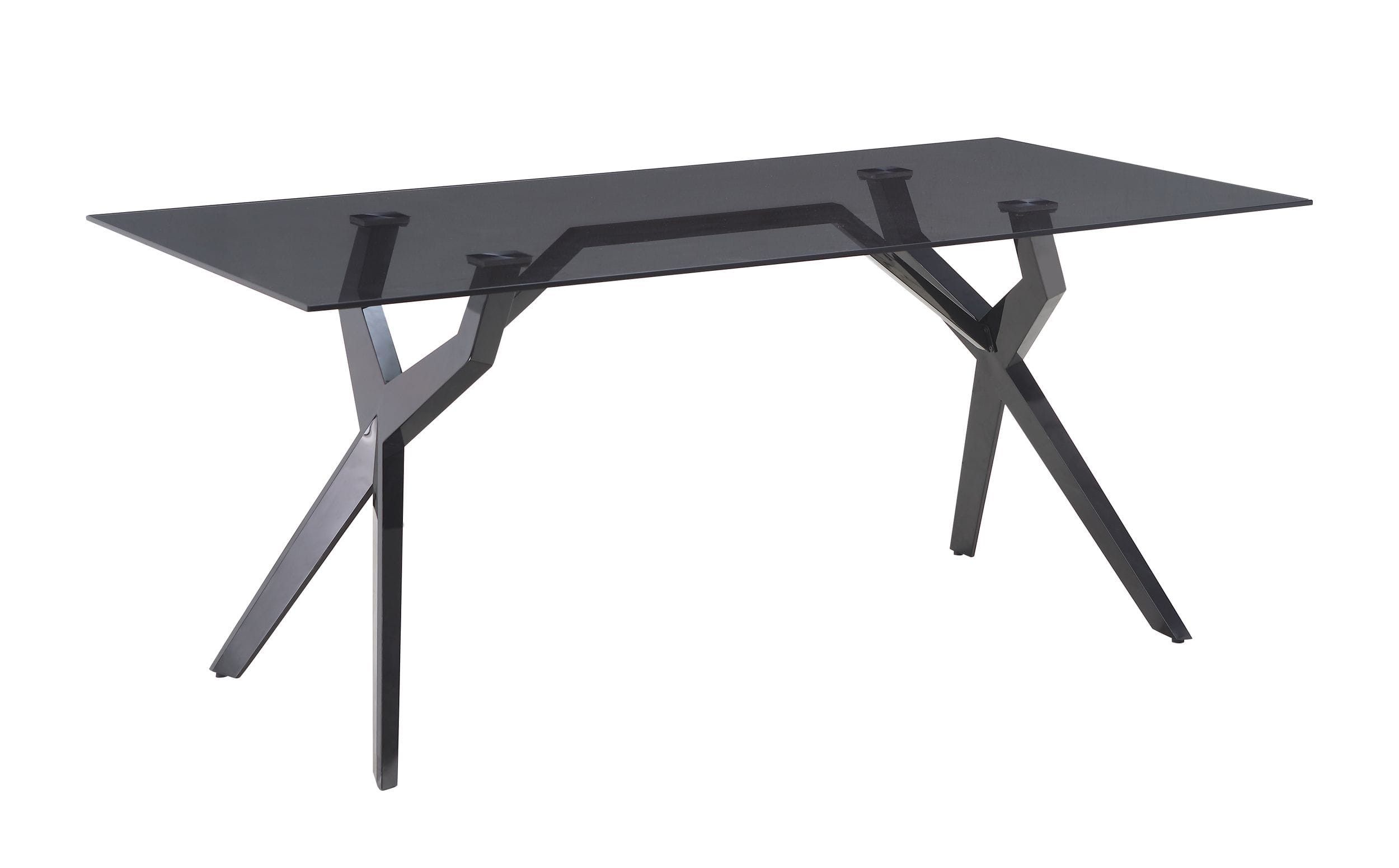 Modrest Darley – Modern Grey Glass & Black Stainless Steel Dining Table In Stainless Steel And Gray Desks (Photo 9 of 15)