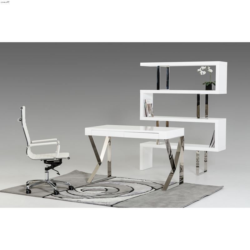 Modrest Ferris Modern White Lacquer Office Desk Throughout White Modern Nested Office Desks (View 8 of 15)