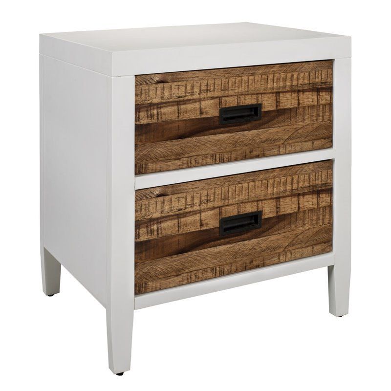 Modus Montana 2 Drawer Nightstand In White Lacquer And Natural Sengon With Regard To White Lacquer 2 Drawer Desks (View 10 of 15)