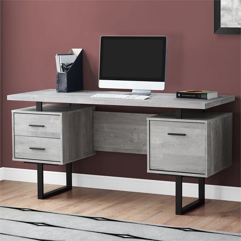 Monarch 3 Drawer Writing Desk In Gray And Black | Ebay Within Off White 3 Drawer Desks (View 2 of 15)