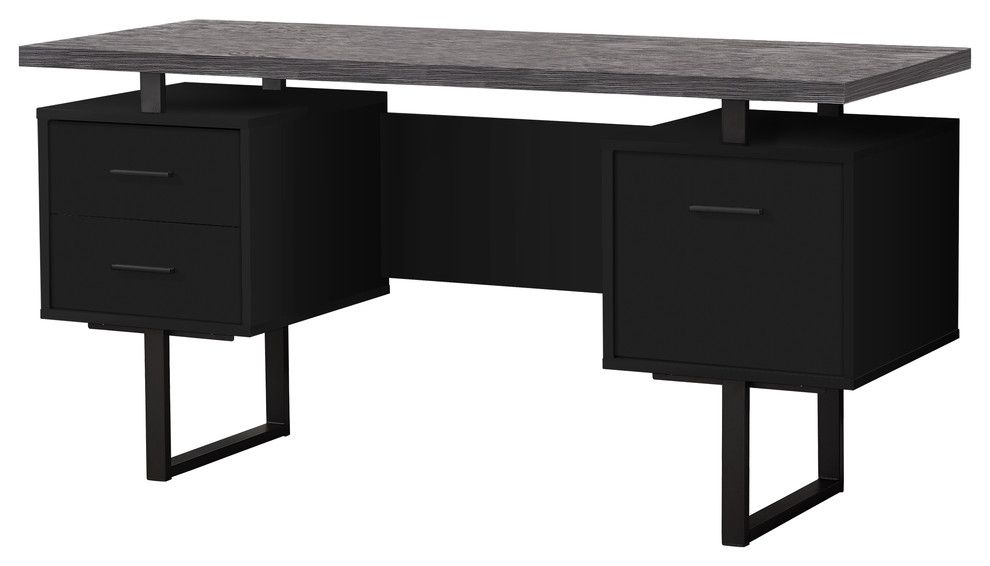 Monarch Contemporary Desk In Black And Grey Finish I 7415 – Industrial For Modern Black Steel Desks (View 9 of 15)