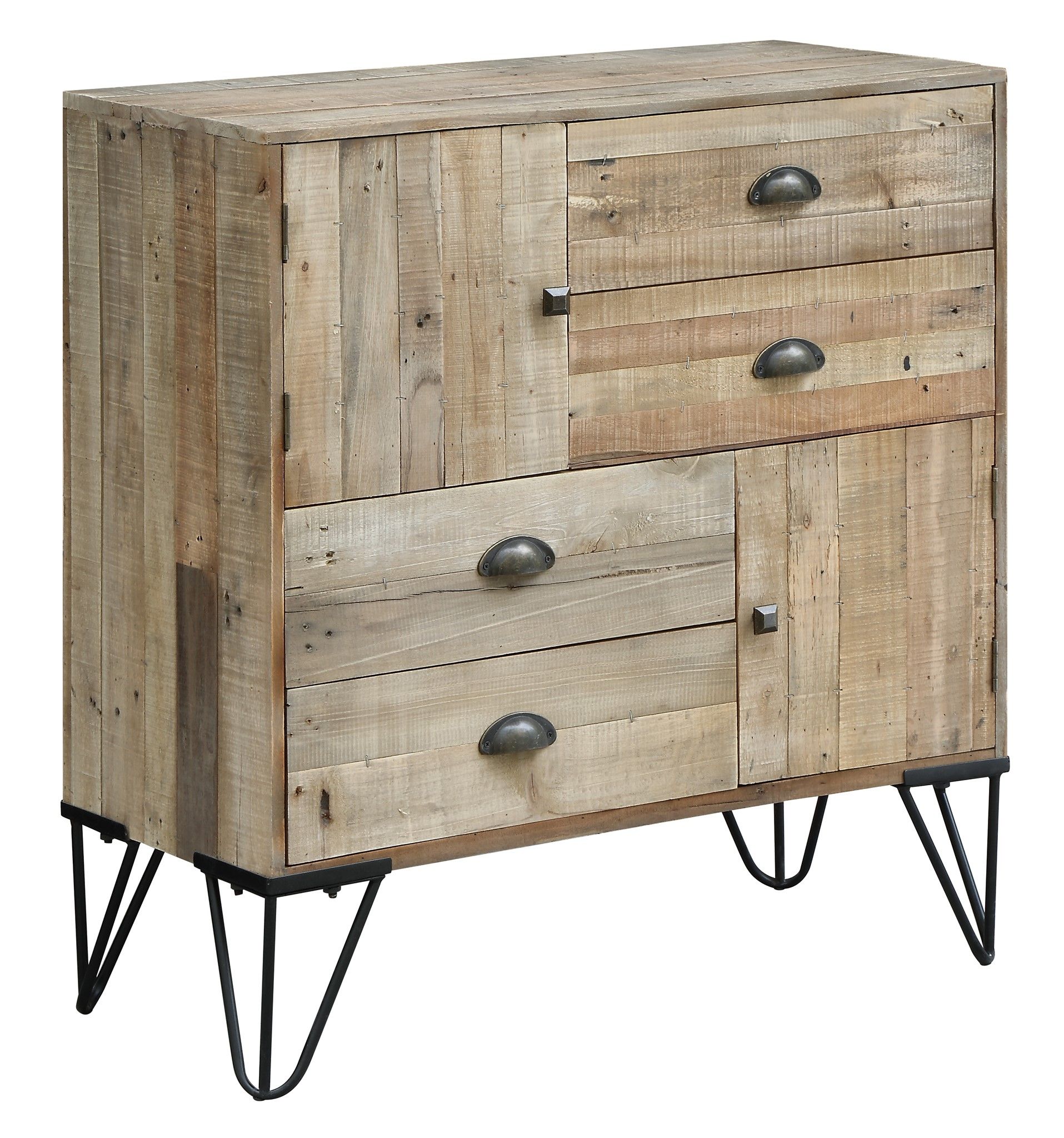 Northbrook Rustic Metal & Natural Wood 2 Door, 4 Drawer Chest – Walmart Regarding Natural Peroba 4 Drawer Wood Desks (View 7 of 15)