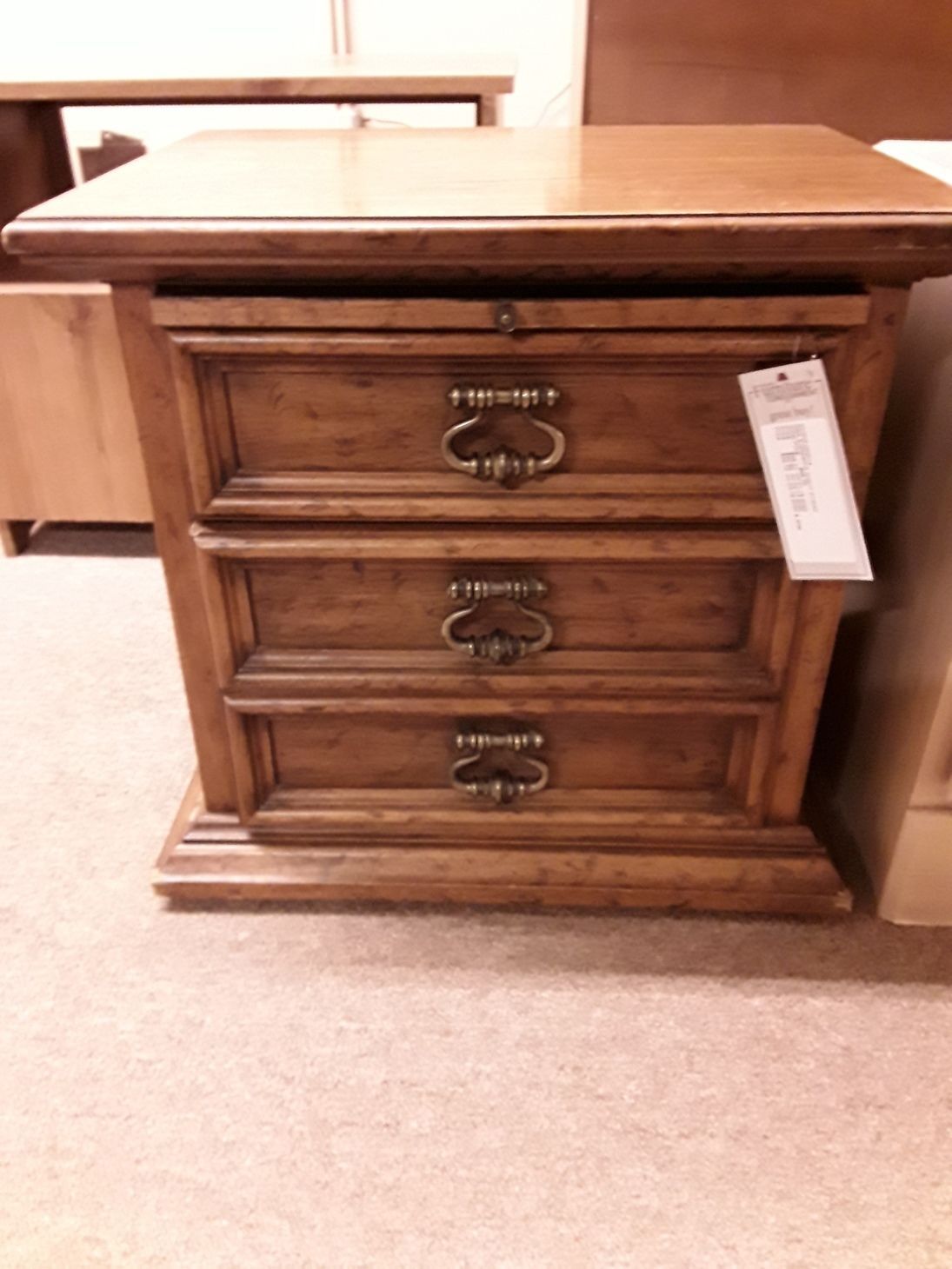 Oak 3 Drawer Night Stand | Delmarva Furniture Consignment Throughout Burnished Oak 3 Drawer Desks (View 2 of 15)