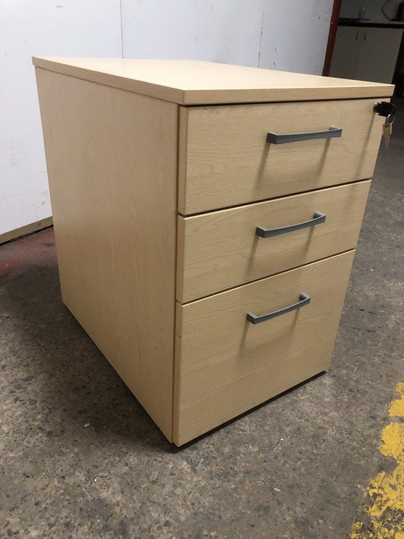 Oak 3 Drawer Under Desk Pedestal – Surplus Office Supplies With Burnished Oak 3 Drawer Desks (View 15 of 15)