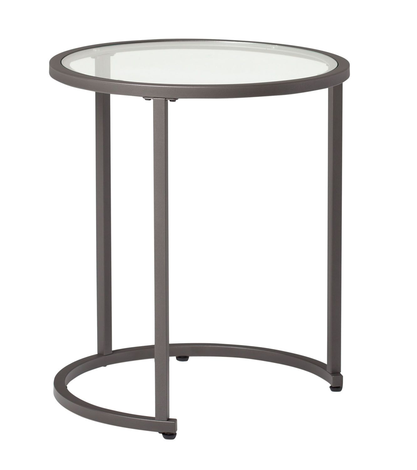 Offex Modern Glass Round Nesting Tables In Pewter 20 Inches – Walmart Within Glass And Pewter Rectangular Desks (View 3 of 15)