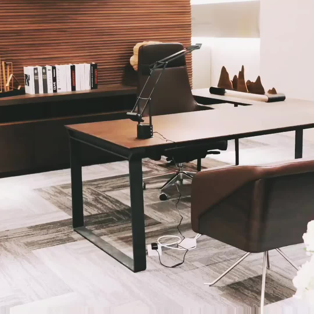 Office Furniture Modern Metal Table Leg Glass Executive Desk – Buy Throughout Modern Teal Steel Desks (View 6 of 15)
