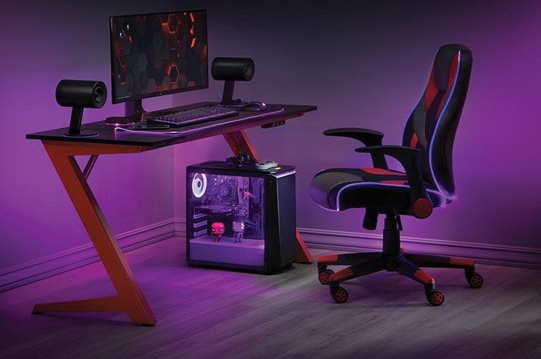 Office Star Gaming Desks Bet25 Rd Beta Battlestation Gaming Desk | Sam Regarding Gaming Desks With Built In Outlets (View 7 of 15)