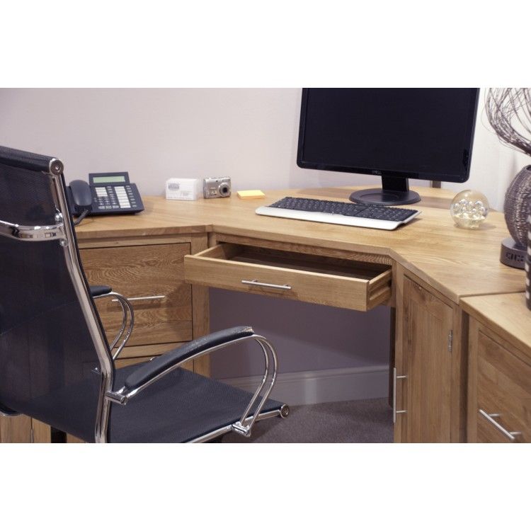 Opus Solid Oak Corner Computer Desk | Oak Furniture House With Regard To Oak Corner Computer Desks (View 14 of 15)