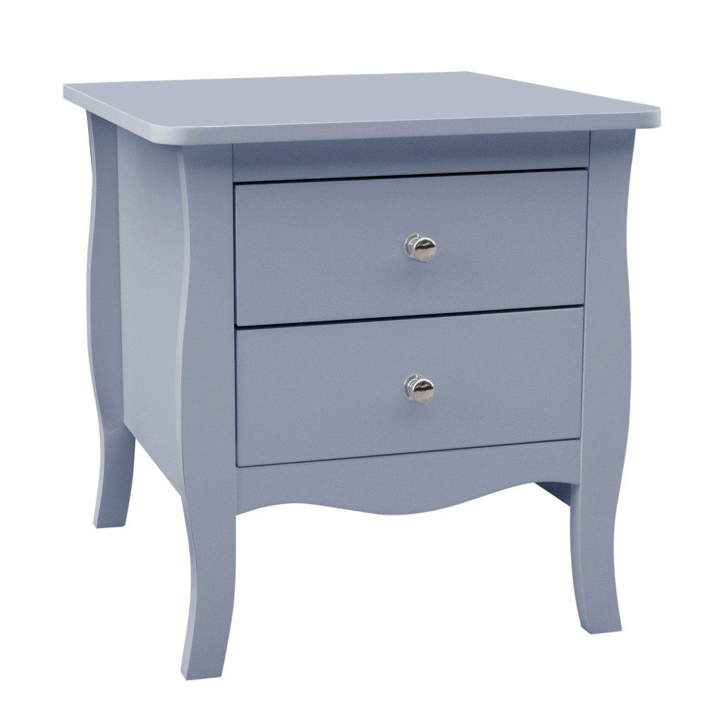 Paris Grey Wooden 2 Drawer Bedside Table With Regard To Brushed Antique Gray 2 Drawer Wood Desks (View 4 of 15)