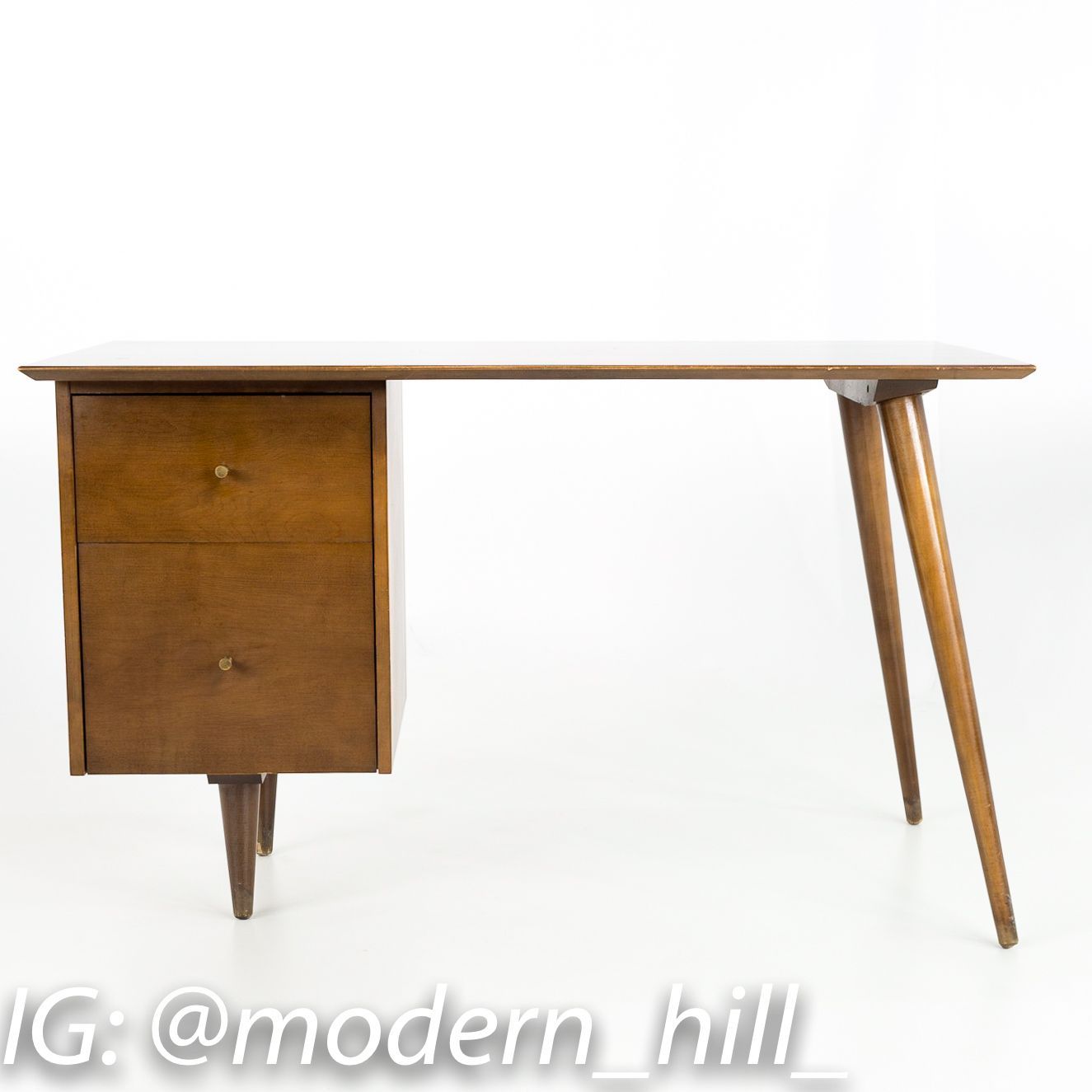 Paul Mccobb For Planner Group Mid Century Tobacco Finish Single Sided With Regard To Tobacco Modern Nested Office Desks (Photo 1 of 15)