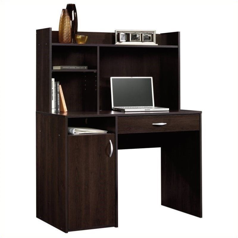 Pemberly Row Desk With Hutch In Cinnamon Cherry – Pr 437579 Pertaining To Black And Cinnamon Office Desks (View 2 of 15)