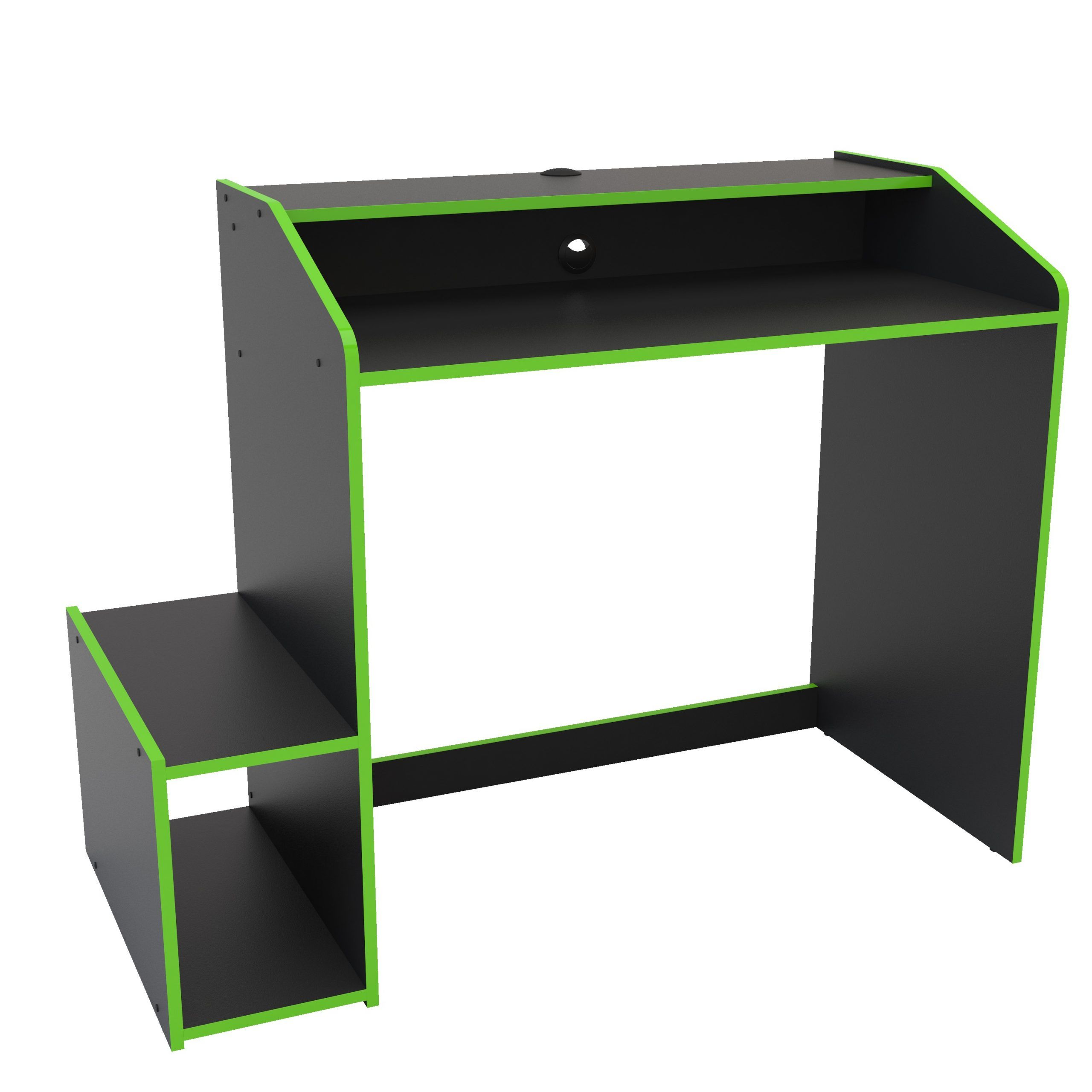 Polifurniture Legend Gaming Desk, Black And Green – Walmart Intended For Black Metal Gaming Desks (View 14 of 15)