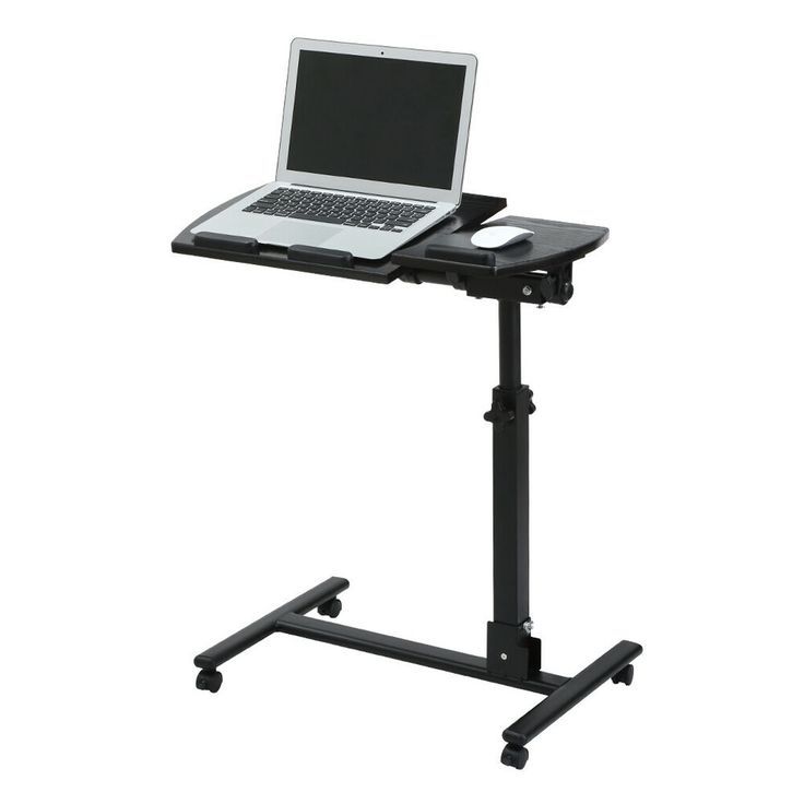 Portable Rolling Laptop Desk Adjustable Angle Height Computer Table Within Espresso Adjustable Laptop Desks (Photo 14 of 15)