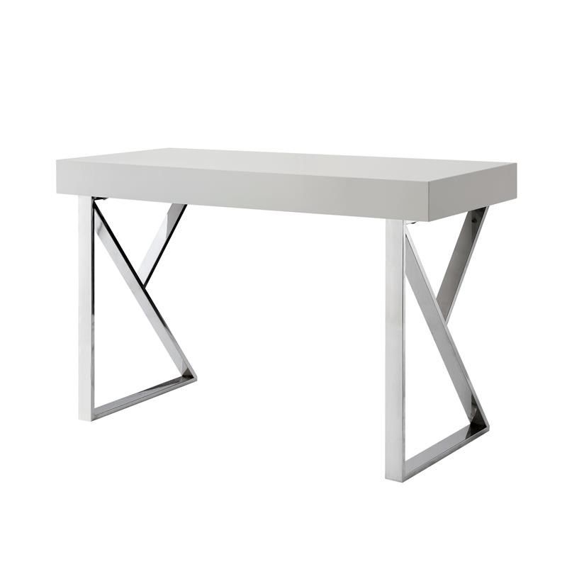 Posh Dianna 2 Drawer Writing Desk With Stainless Steel Legs In Light For Gray And Gold 2 Drawer Desks (View 3 of 15)