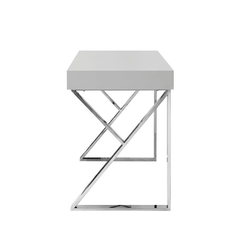 Posh Dianna 2 Drawer Writing Desk With Stainless Steel Legs In Light Throughout Gray And Gold 2 Drawer Desks (View 5 of 15)