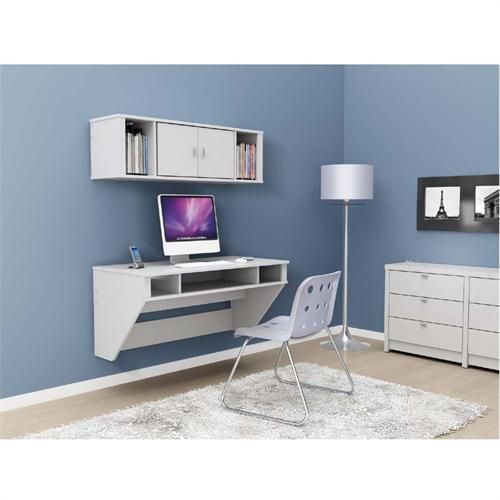 Prepac Designer Wall Mounted Floating Hutch White Wsuw 0502 1 For Cinnamon Off White Floating Office Desks (Photo 6 of 15)