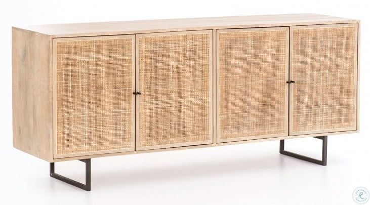Prescott Natural Mango Carmel Sideboard From Fourhands | Coleman Furniture Intended For Black Wash And Light Cane 3 Drawer Desks (View 10 of 15)