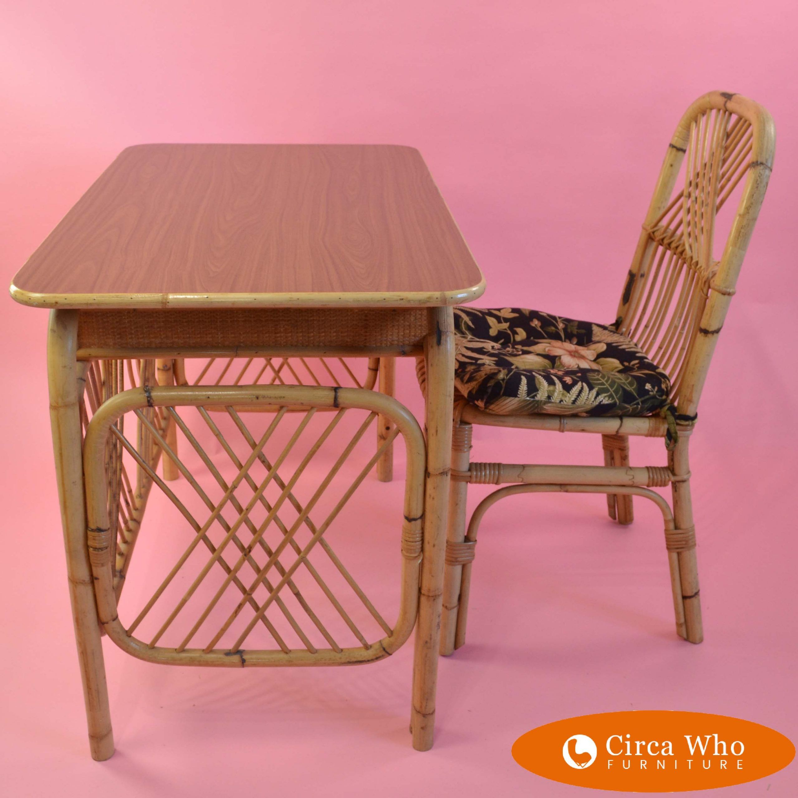 Rattan Desk With Chair | Circa Who With Bamboo And Vintage Cream Desks (View 15 of 15)