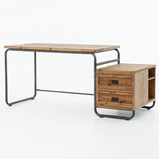 Reclaimed Wood Storage Desk | West Elm With Regard To Elm Wood Black Desks (View 4 of 15)