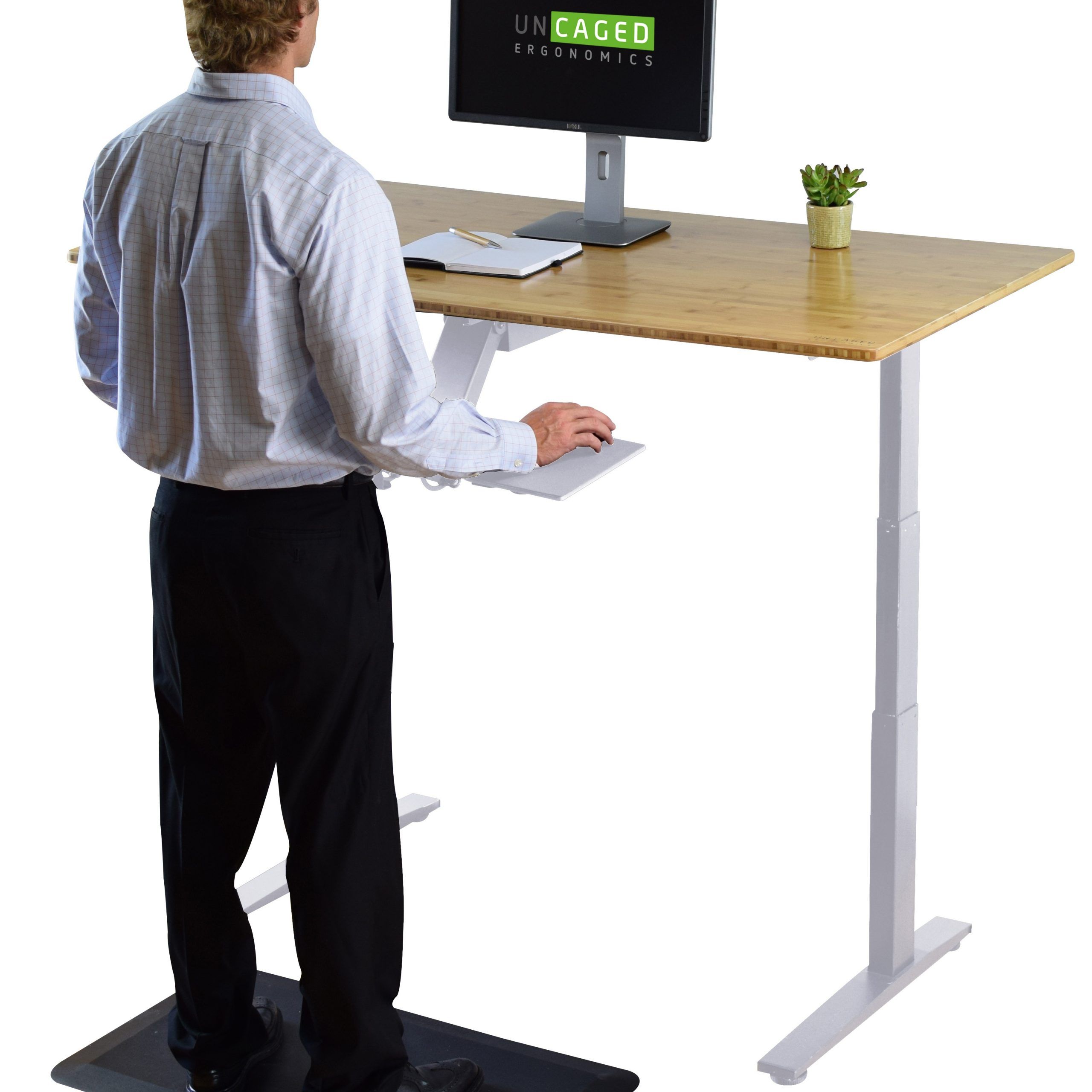 Rise Up Dual Motor 48x30" Bamboo Electric Standing Desk Durable Small Within Walnut Adjustable Stand Up Desks (View 15 of 15)