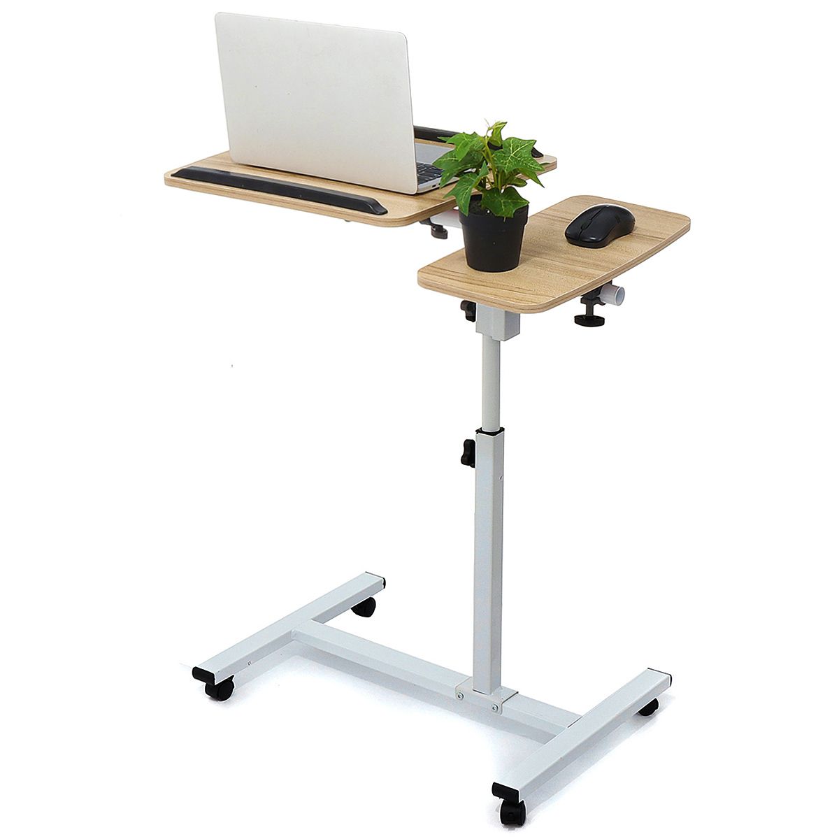 Rolling Laptop Table, Mobile Laptop Stand With Lockable Wheels With Green Adjustable Laptop Desks (View 3 of 15)