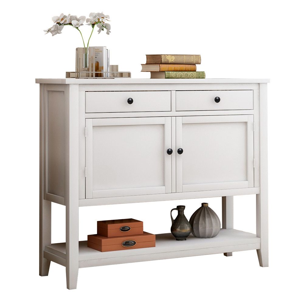 Rustic Style Modern Console Table 2 Drawers Large Cabinet Cupboard With For Rubbed White Console Tables (View 12 of 15)