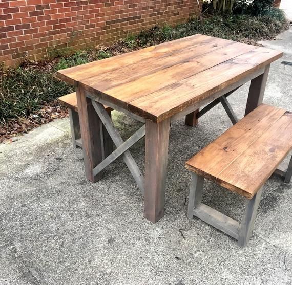 Rustic Wooden Small Farmhouse Table Set With Provincial Brown Top And Within Wood And Dark Bronze Criss Cross Desks (View 7 of 15)