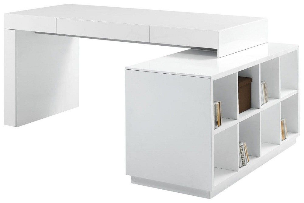S005 Modern Office Desk White High Gloss Available For Purchase At Nova For Glossy White And Chrome Modern Desks (View 15 of 15)