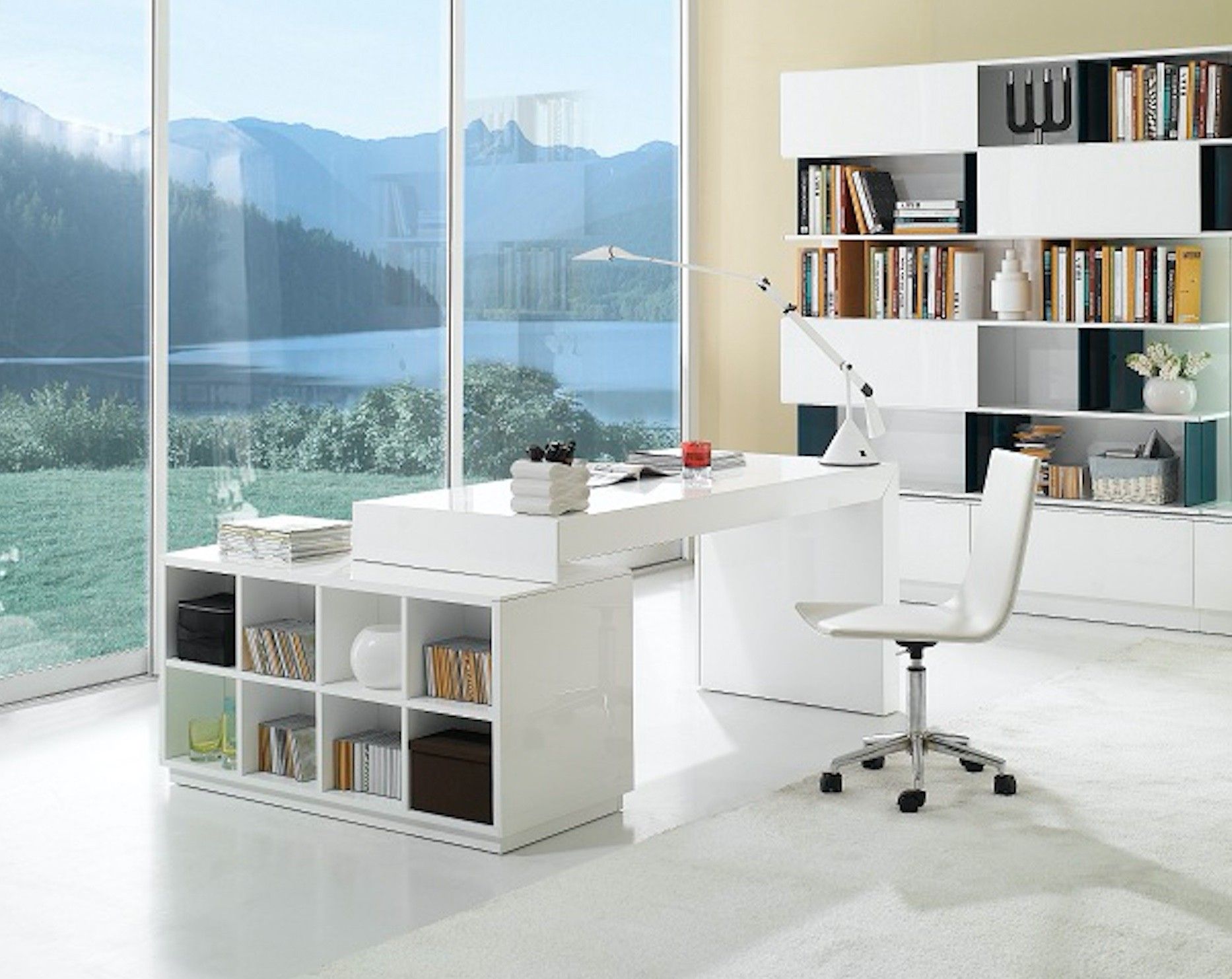 S005 Modern Office Desk White High Gloss Available For Purchase At Nova Pertaining To Glossy White And Chrome Modern Desks (View 10 of 15)