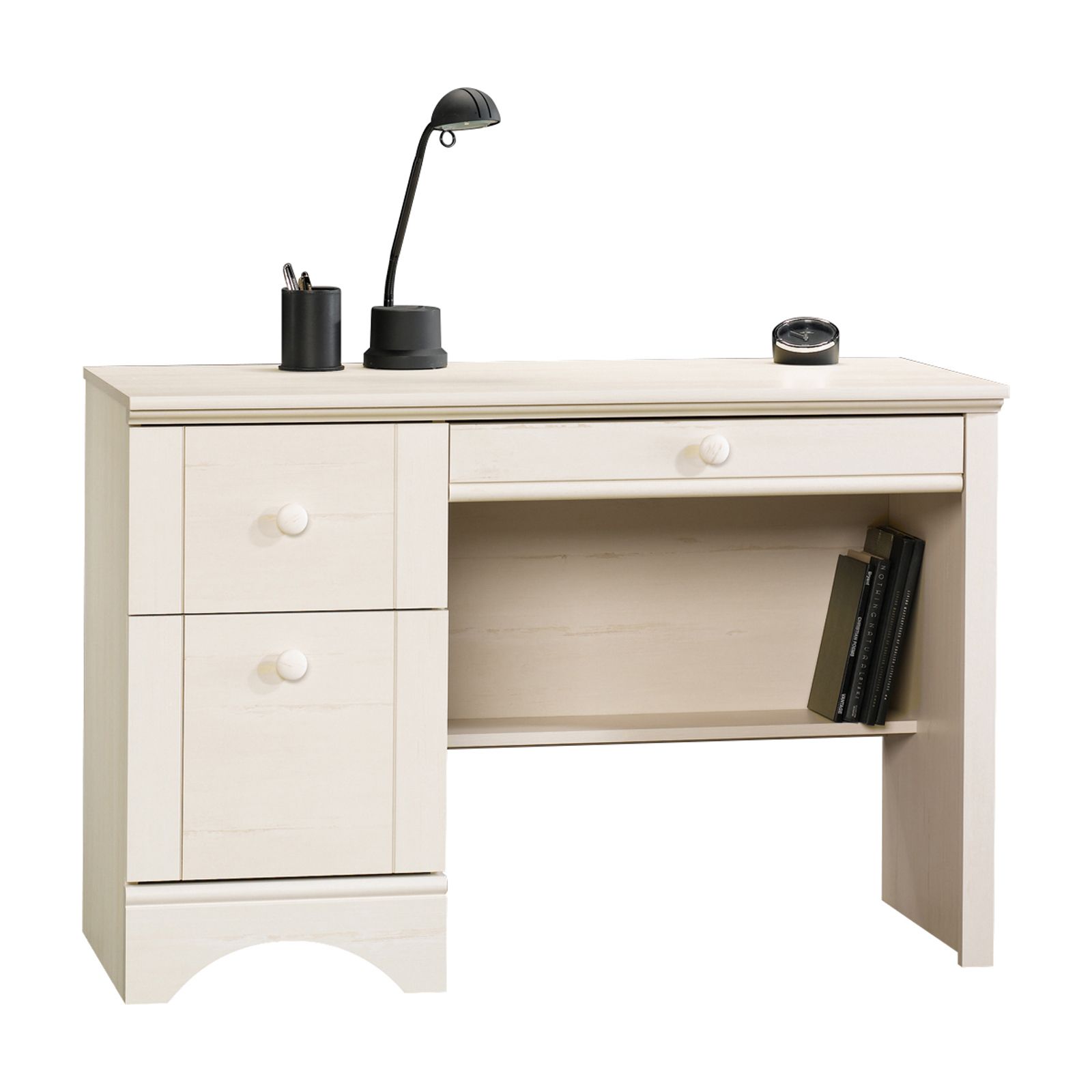 Sauder Harbor View Computer Desk – Antiqued White – Desks At Hayneedle With Regard To Off White And Cinnamon Office Desks (View 7 of 15)