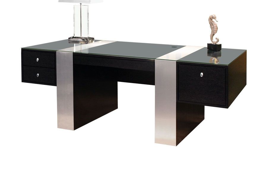 Sh01 White Lacquer Desk | Executive Throughout White Lacquer And Brown Wood Desks (View 11 of 15)