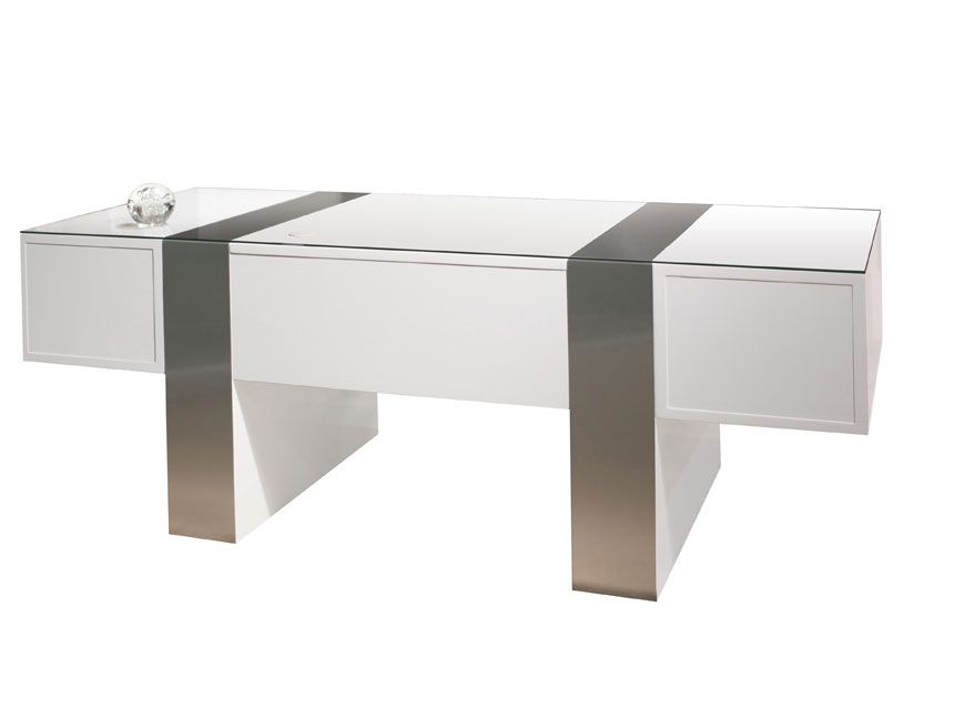 Sh01 White Lacquer Desk | Executive Within White Lacquer And Brown Wood Desks (View 9 of 15)