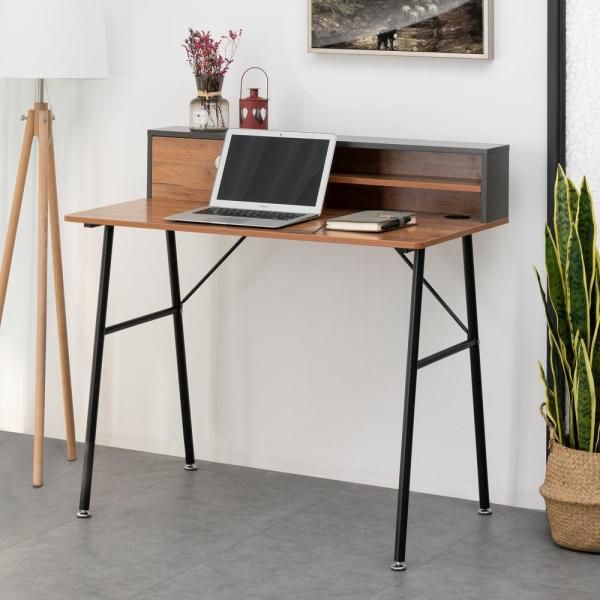 Shallow Wood Grain Writing Desk Fde20521 – The Home Depot Inside Dark Sapphire Wood Writing Desks (View 5 of 15)