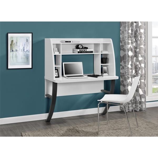 Shop Ameriwood Home Eden White Wall Mounted Desk – Free Shipping Today For Matte White Wall Mount Desks (Photo 13 of 15)
