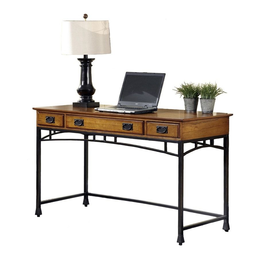 Shop Home Styles Modern Craftsman Distressed Oak/deep Brown Executive In Black Finish Modern Office Desks (View 11 of 15)