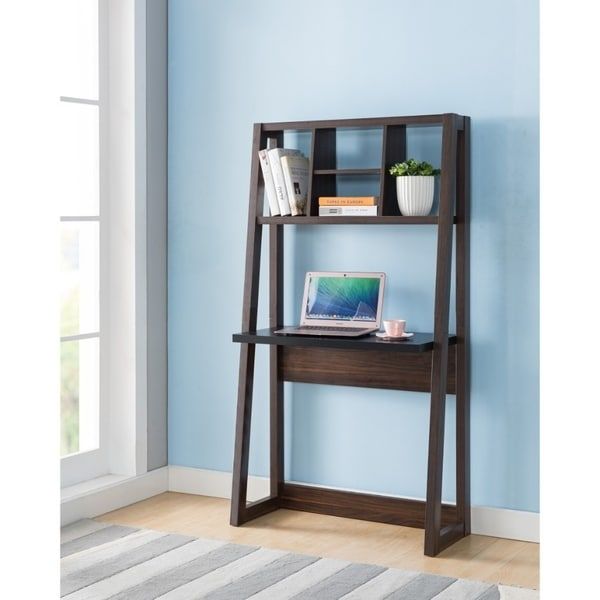 Shop Ladder Style Wooden Desk With Shelves, Black – Free Shipping Today With 2 Shelf Black Ladder Desks (View 14 of 15)