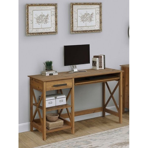 Shop Saint Birch Austin Rustic Brown 47 Inch Writing Desk With 1 Laptop With Black And Brown 5 Shelf 1 Drawer Desks (View 7 of 15)