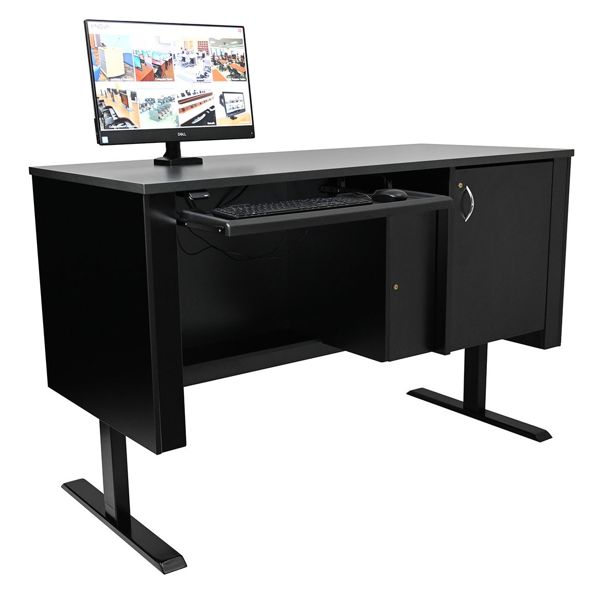 Sit / Stand Lectern With Locking Cpu Storage – Articulating Surface Throughout Graphite Convertible Desks With Keyboard Shelf (View 14 of 15)