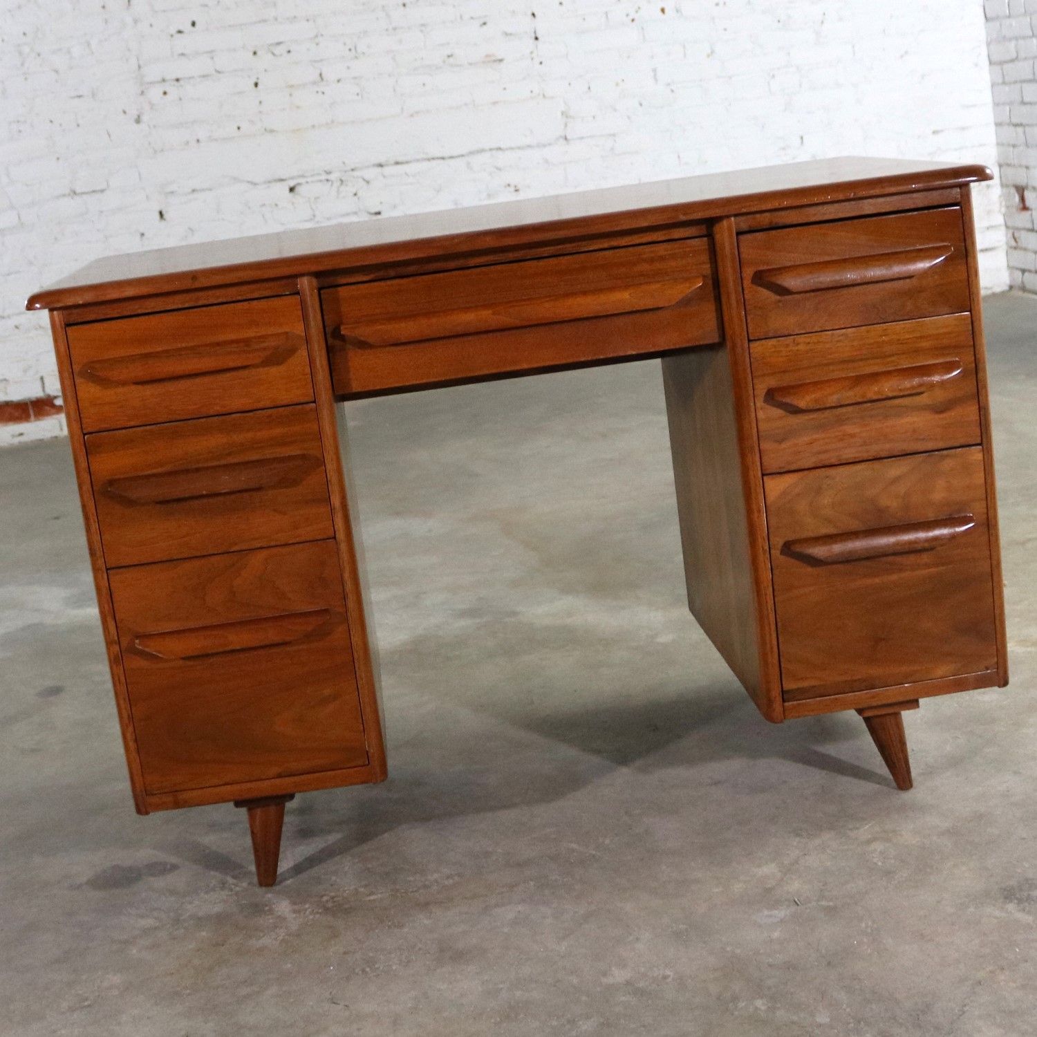 Small Walnut Writing Desk In The Manner Of Carl Bissman – Warehouse 414 With Walnut And Black Writing Desks (Photo 2 of 15)