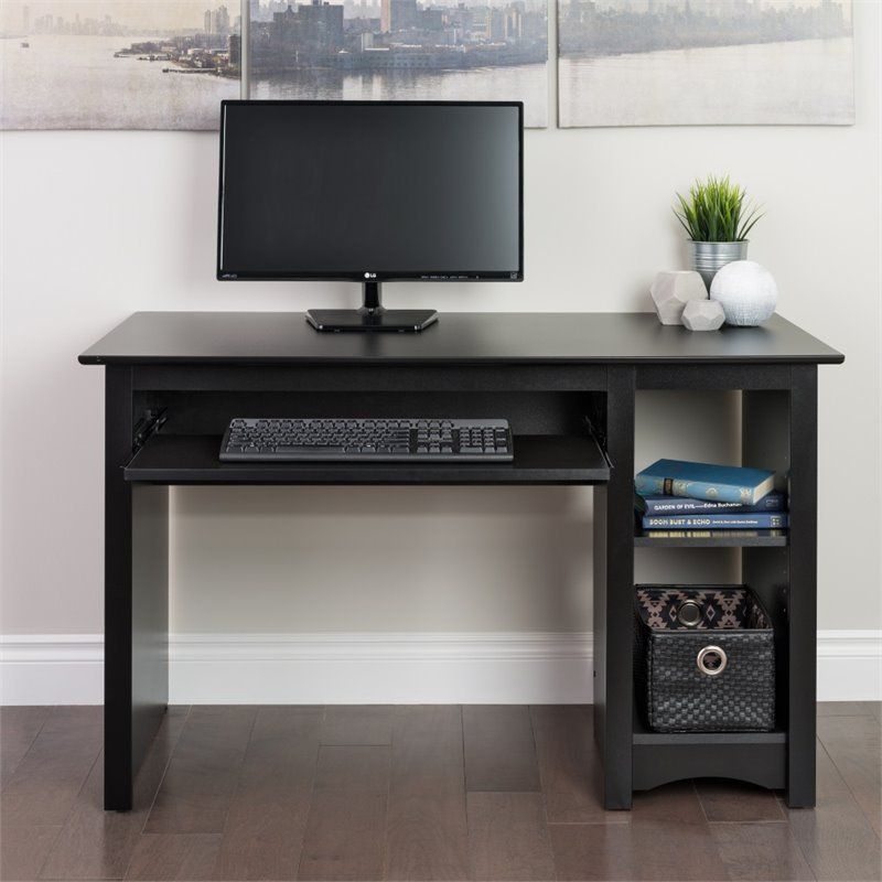 Small Wood Laminate Computer Desk In Black – Bdd 2948 In Elm Wood Black Desks (View 12 of 15)