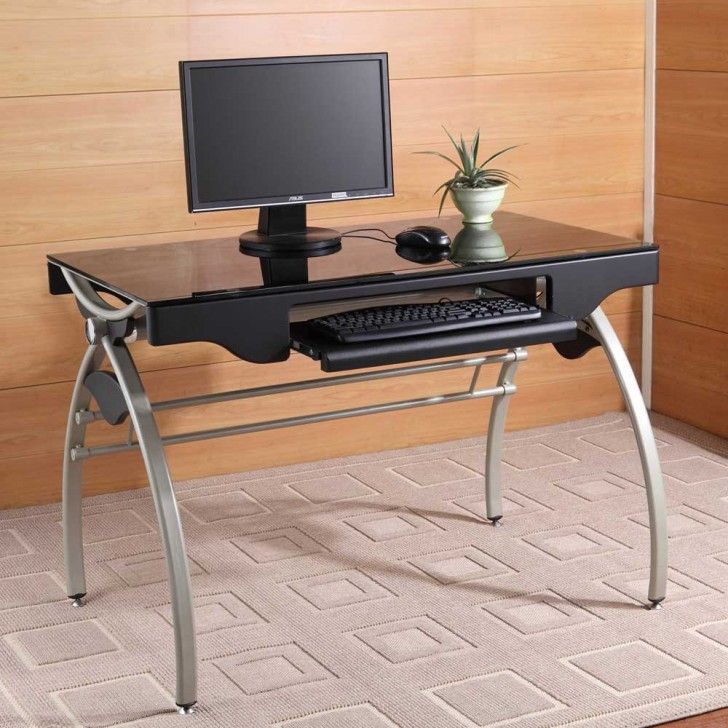 Smart Choice Of Small Slim Computer Desk – Homesfeed With Regard To Black Glass And Natural Wood Office Desks (View 4 of 15)