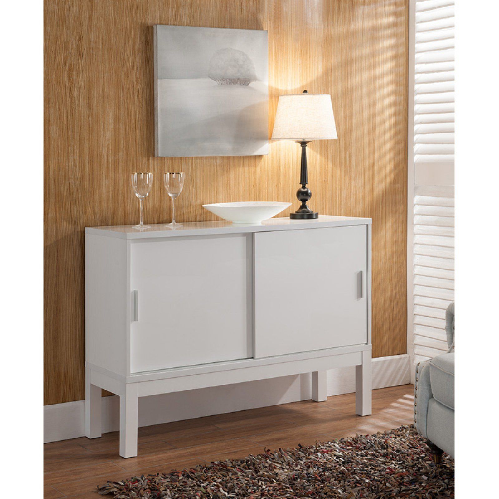 Smart Home Glossy White Buffet Table – Walmart – Walmart With Regard To Armino Sideboards (Photo 3 of 22)