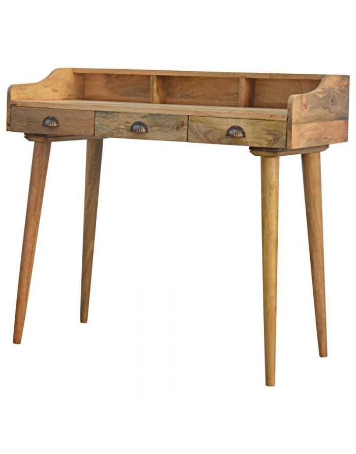 Solid Wood 3 Drawer Writing Desk | Wood, Writing Desk, Solid Mango Wood Pertaining To Mango Wood Writing Desks (View 5 of 15)