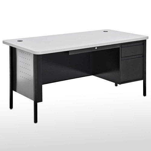 Spr6030bgn Steel Teachers Desk Single Pedestal – 60"w X 29 1/2"h X 30"d With Modern Black Steel Desks (View 14 of 15)