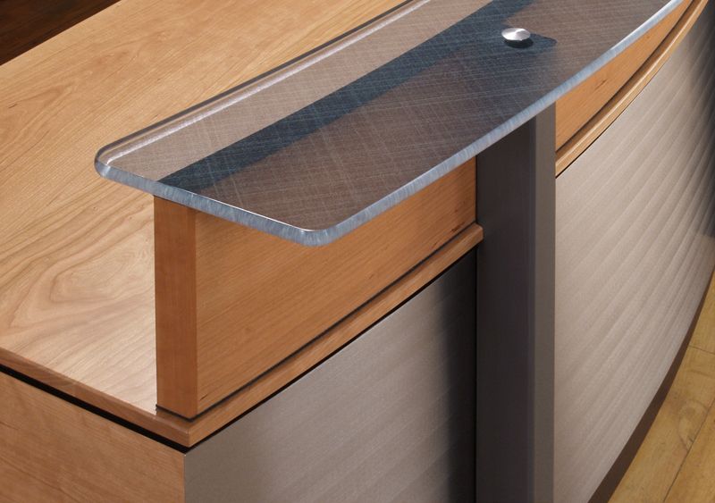 Stainless Steel Reception Desk | L Shaped Reception Desk | Stoneline Throughout Stainless Steel And Glass Modern Desks (Photo 14 of 15)