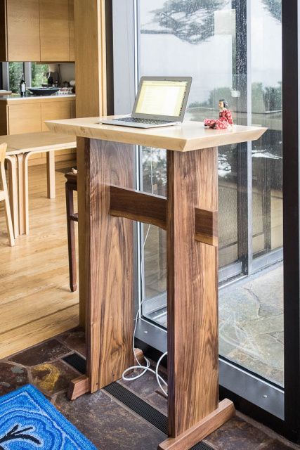 Stand Up Desk: Modern Wood Writing Desk, Tall Desk For Standing, Desk W With Cherry Adjustable Stand Up Desks (View 8 of 15)