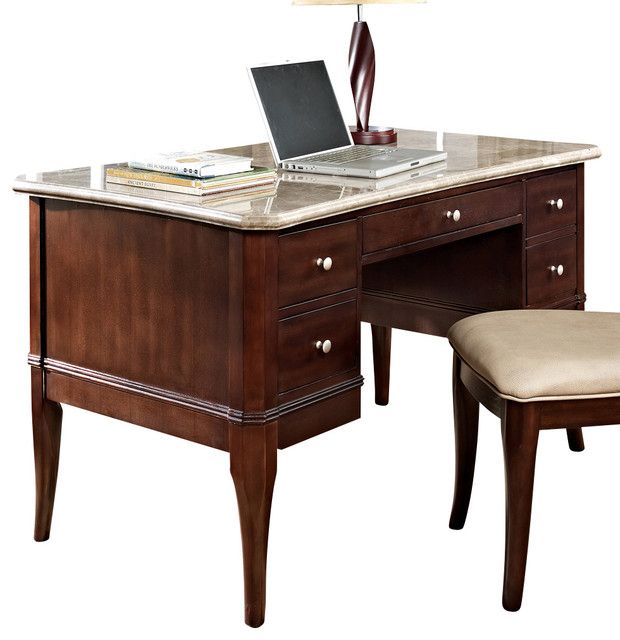 Steve Silver Marseille Marble Top Writing Desk – Traditional – Desks With Regard To Dark Tobacco Writing Desks (Photo 3 of 15)