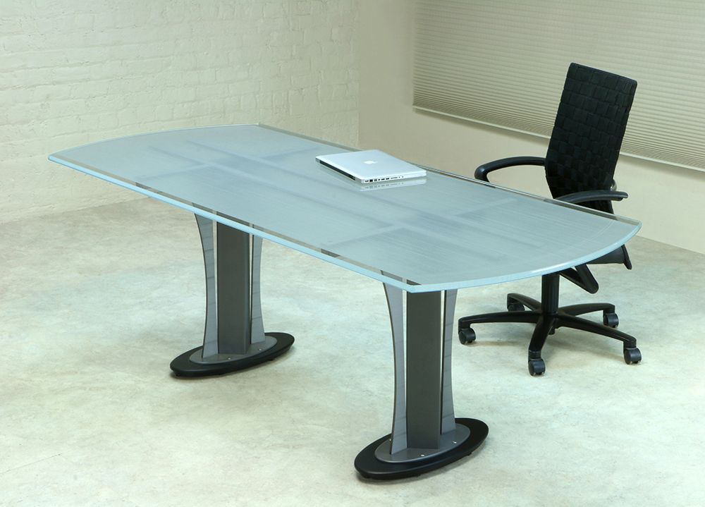 Tangent Modern Custom Glass Desk | Stoneline Designs Pertaining To Aluminum And Frosted Glass Desks (View 5 of 15)