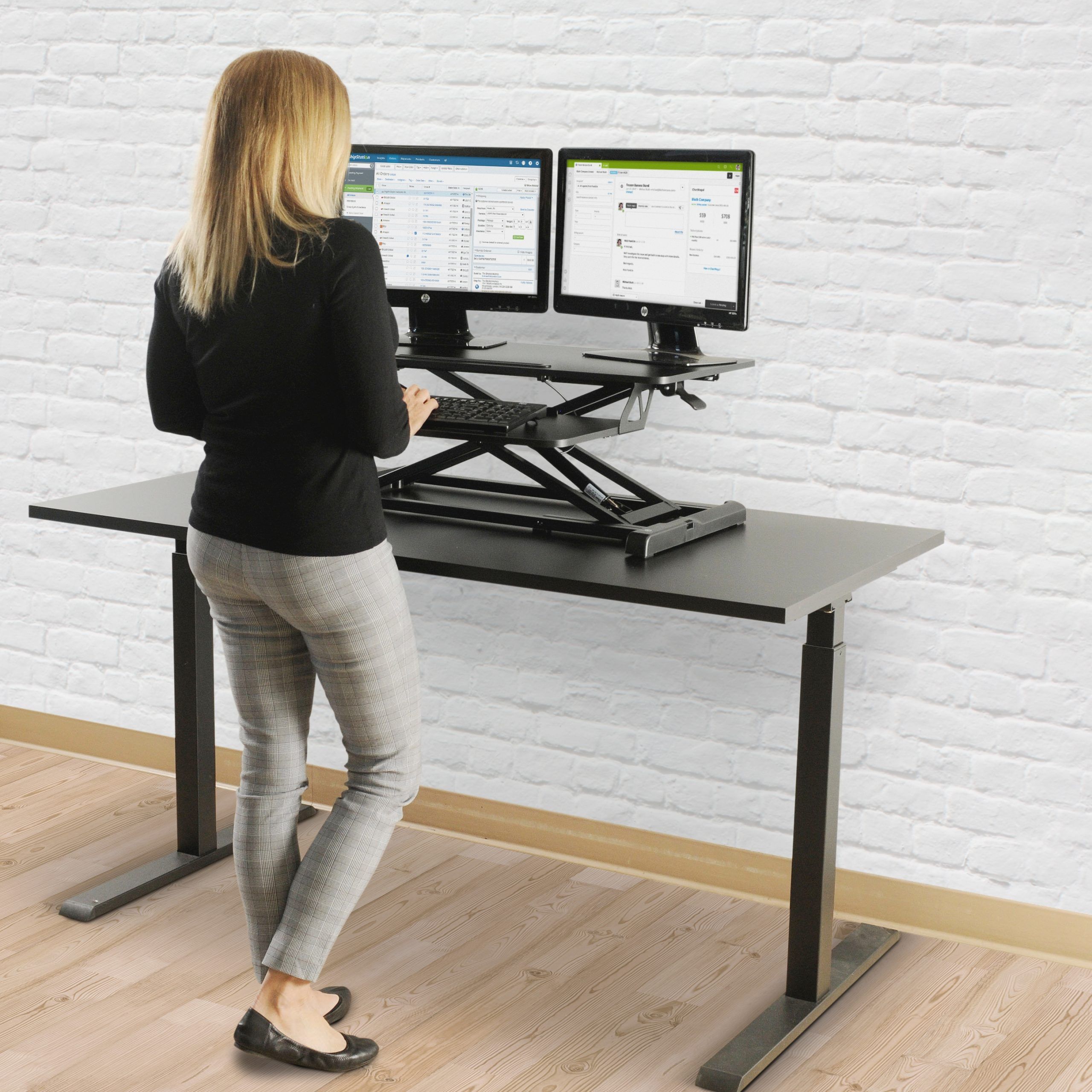 Techorbits Standing Desk Converter – Desk Height Adjustable Sit Stand Inside Espresso Adjustable Stand Up Desks (View 11 of 15)