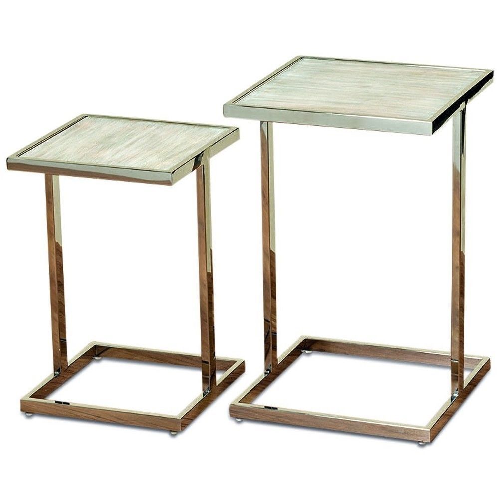 The Crosby Street Side Tables  Set Of 2  Polished Stainless Steel Frame Throughout Stainless Steel And Gray Desks (Photo 13 of 15)